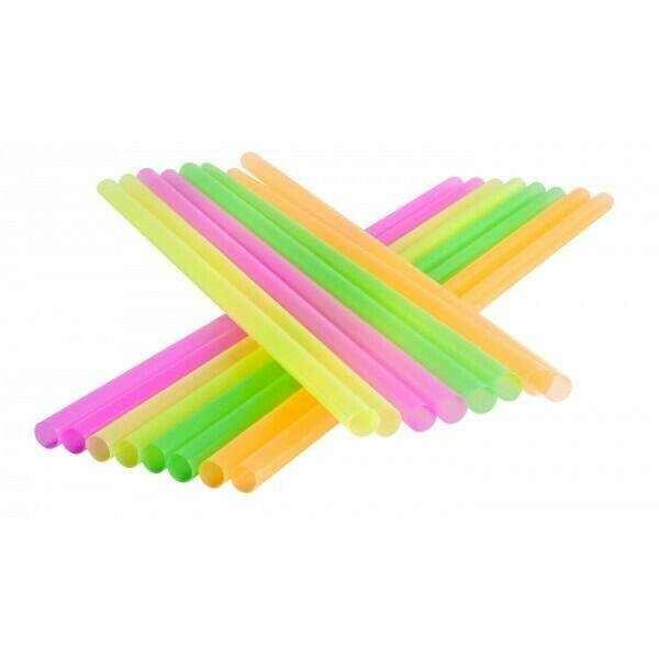 Sugerør 8X255Mm (*Uden Knæk) Neon Mix 250 Stk Cocktailtilbehør