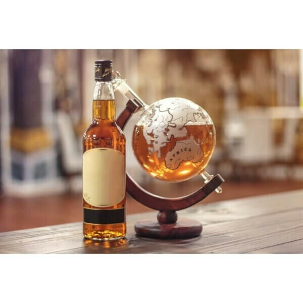 Vintage Globe Decanter Silver Pe Mixology Glas