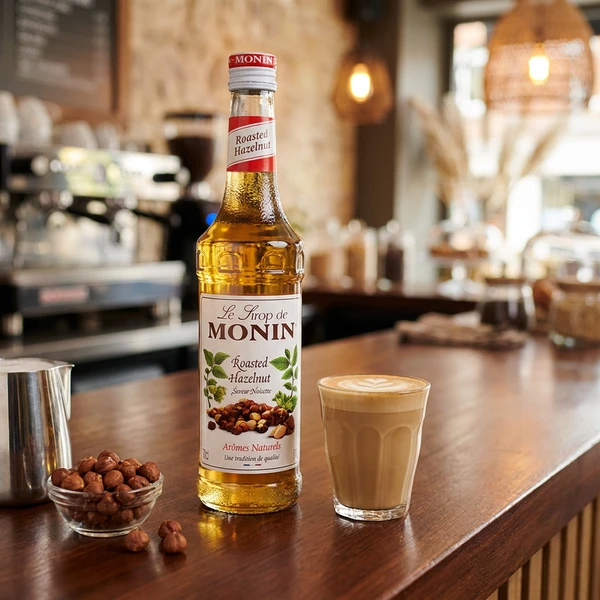 Monin Syrup Roasted Hazelnut / Ristet Hasselnød FL 70 61199 by MONIN color Sort
