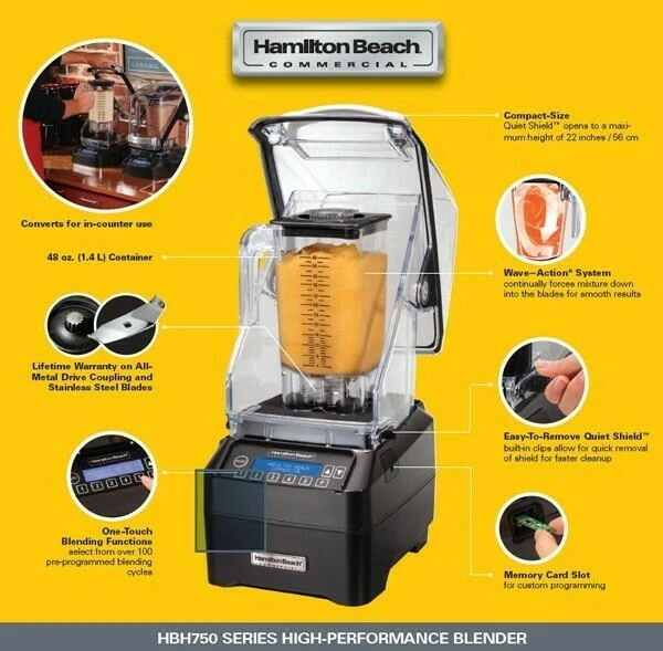Blender Hamilton Beach ECLIPSE m/støjskærm 2L HBH755-CE by Hamilton B color Sort