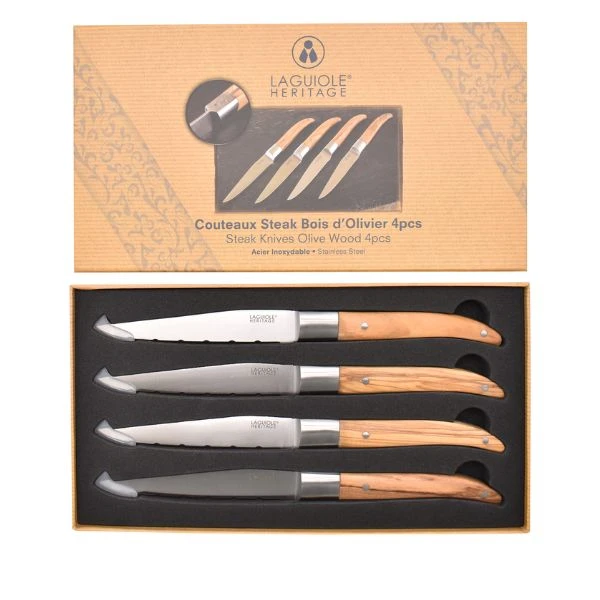 Laguiole Heritage knive i oliventræ 4 stk. 40271004 by Laguiole color Sort