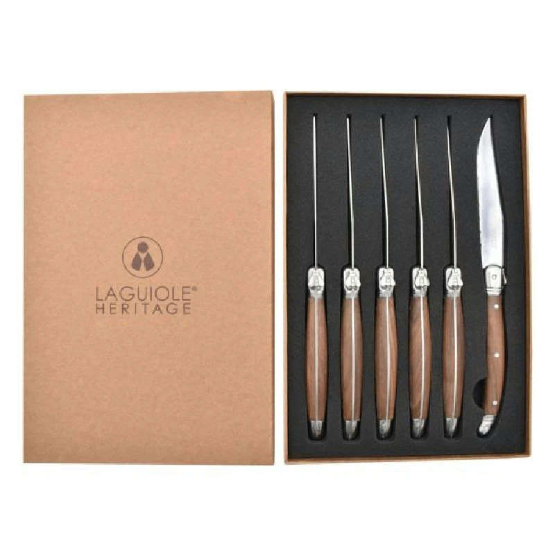 Laguiole Heritage 6 stk steakknive i valnød 40271005 by Laguiole color Sort