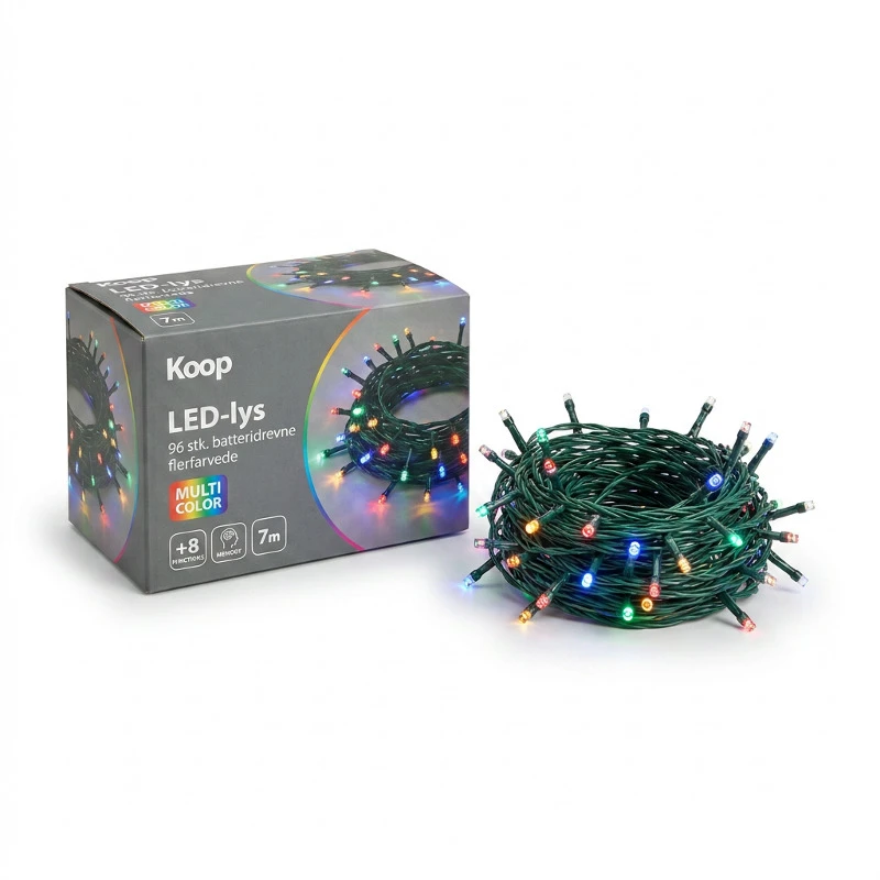 LED-lys 96 stk. batteridrevne flerfarvede AX9810240 by Koop color Farvet