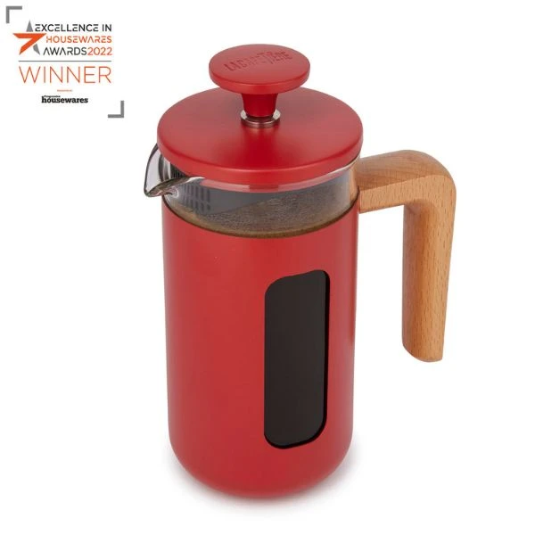 Pisa 3-kops stempelkande rød træhåndtag La Cafetière LCPISA3CPREDW by La Cafetière color Sort