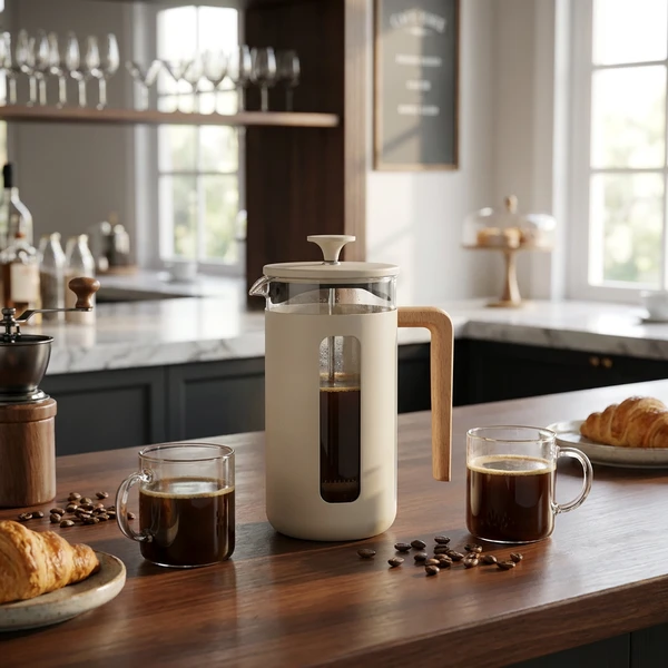 Pisa 8-kops stempelkande latte træhåndtag La Cafetière LCPISA8CPLATW by La Cafetière color Sort