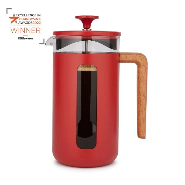 Pisa 8-kops stempelkande rød træhåndtag La Cafetière LCPISA8CPREDW by La Cafetière color Sort