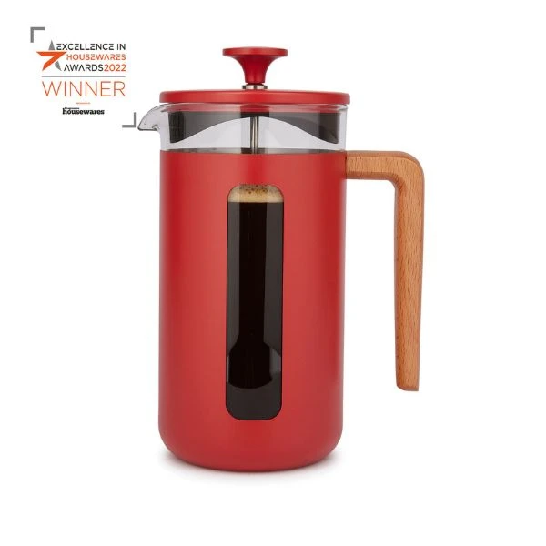 Pisa 8-kops stempelkande rød træhåndtag La Cafetière LCPISA8CPREDW by La Cafetière color Sort