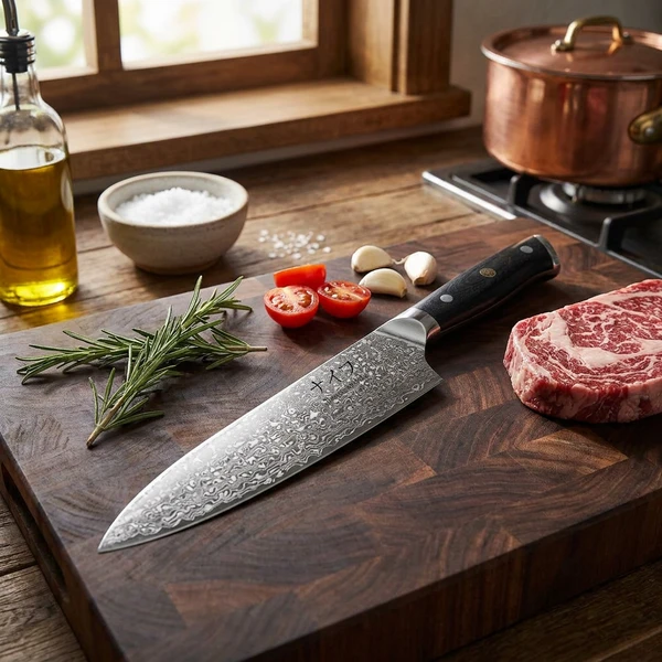 Damascus by Hâws Chef knife 32 cm G10 30-DCG by Damascus by Hâws color Sølv/ brun