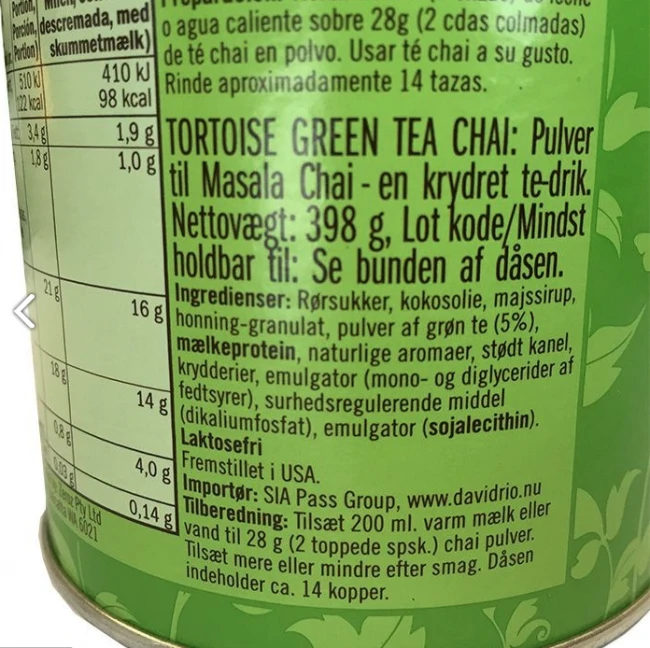 David Rio Tortoise Green Tea Chai 1,816 kg. TE_100198 by DAVID RIO color Sort