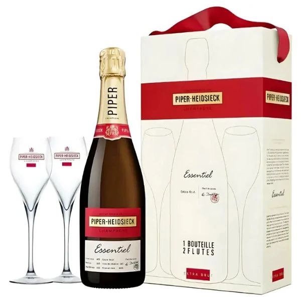 Piper-Heidsieck Champagne Essentiel gaveæske m. 2 glas FL 75 1004729 by PIPERHEIDS color Sort