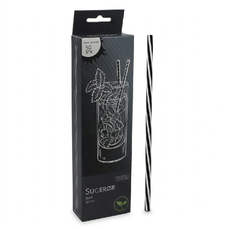 Genanvendelige plastsugerør Ø6 mm 22 cm 50 stk. 4200197  color Sort