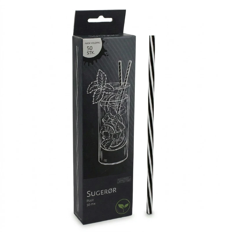 Genanvendelige plastsugerør Ø6 mm 22 cm 50 stk. 4200197  color Sort