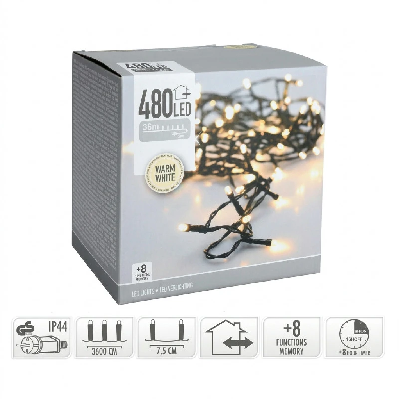 Lyskæde 480 LED Varm Hvid med timer AX8451160 by Koop color Hvid