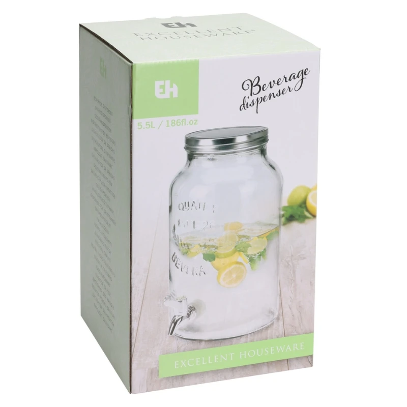 Drikkevaredispenser i glas 5,5 liter CD4100060 by Koop color Klar
