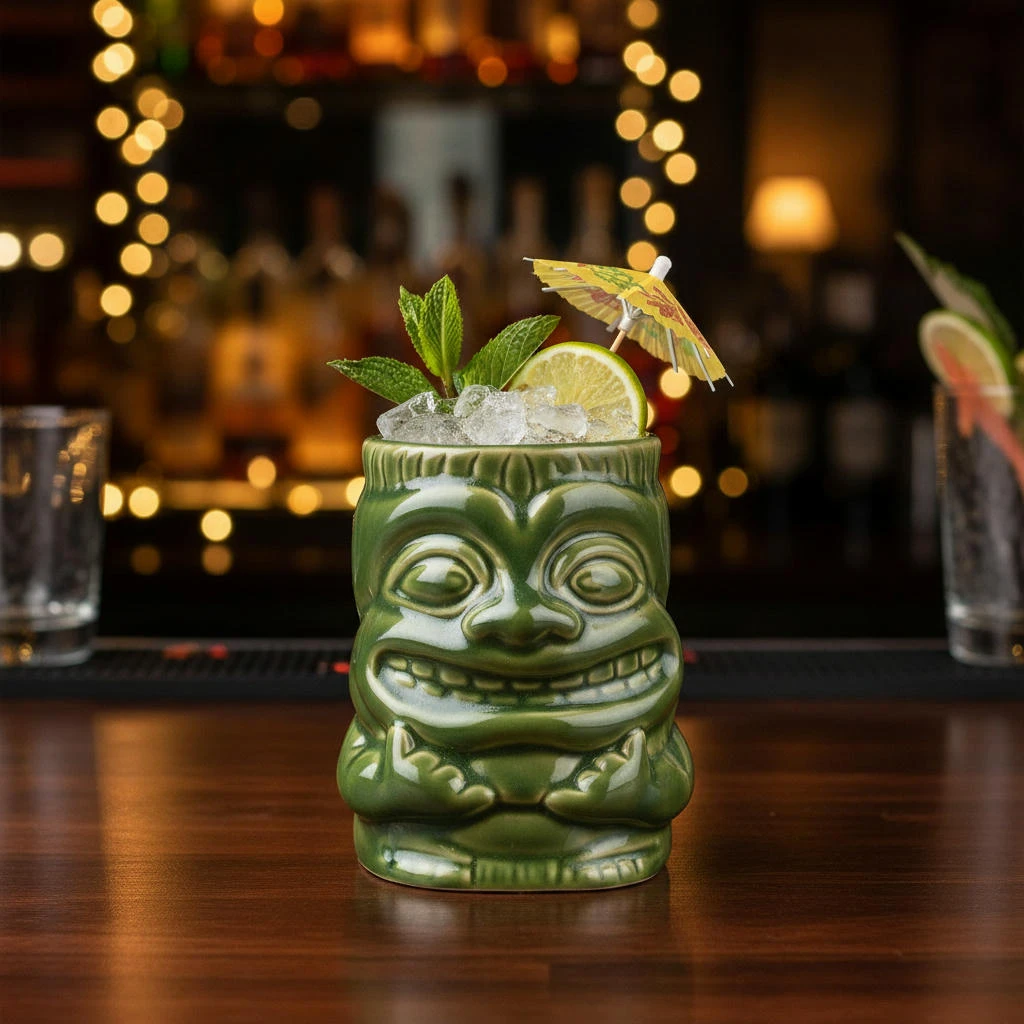 Keramisk Tiki-krus med håndtag 425ml BTBL3401 by Beaumont color Grøn