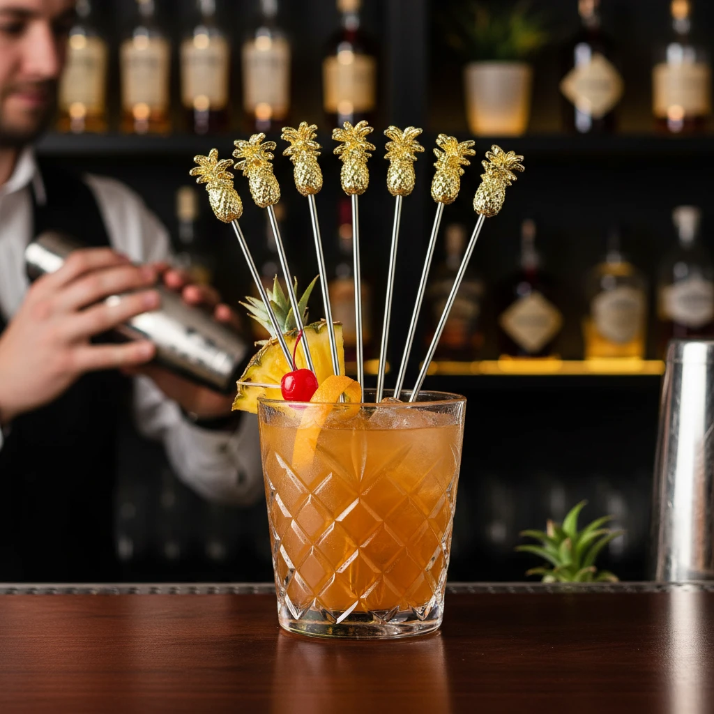 Ananas Garnish Drinkspind PK10 - Guld BTBL3734 by Beaumont color Guld