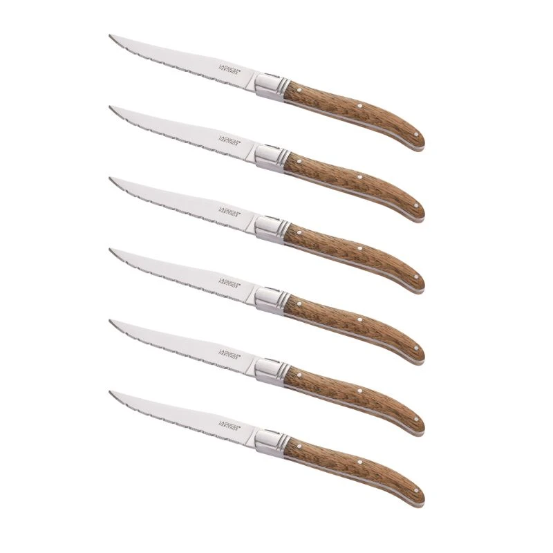 Laguiole Heritage knive hvid egetræ 6 stk. 40273004 by Laguiole color Sort