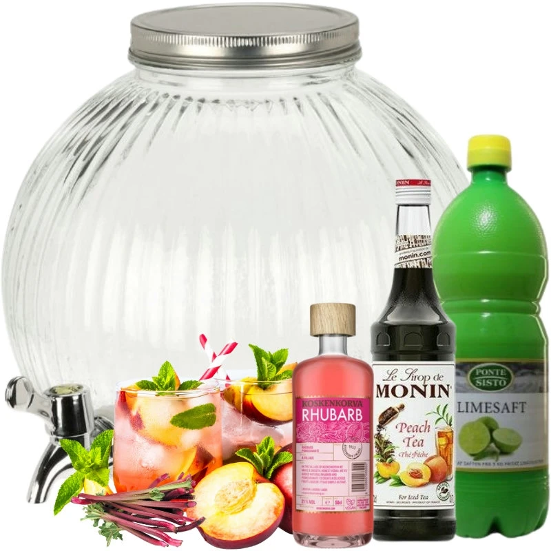 Fersken & Rabarber Dispenser Drinkspakke 5 Liter DDSKpakke33 by Barlife color Sort