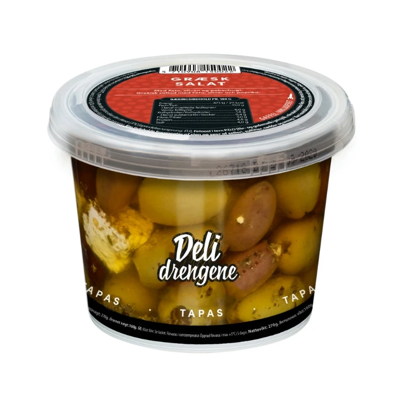 Græsk Salat 270g (160g drænet) 1802 by Deli Drengene color Sort