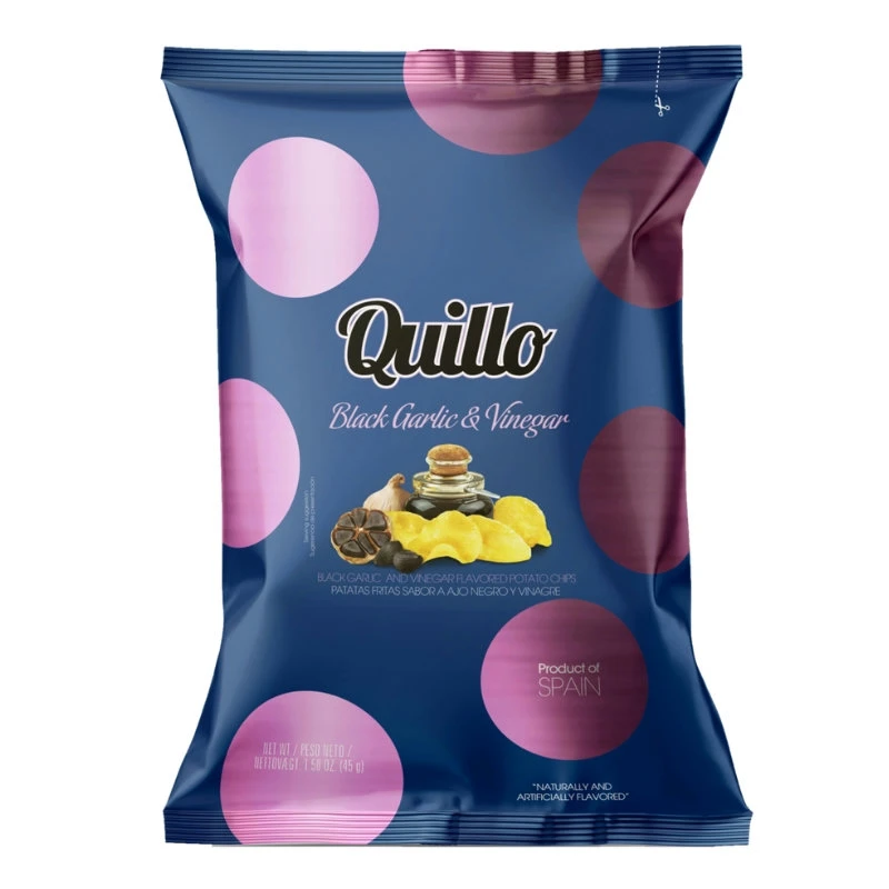 Chips med Eddike og Sort Hvidløg Quillo  45g 1990 by Deli Drengene color Sort