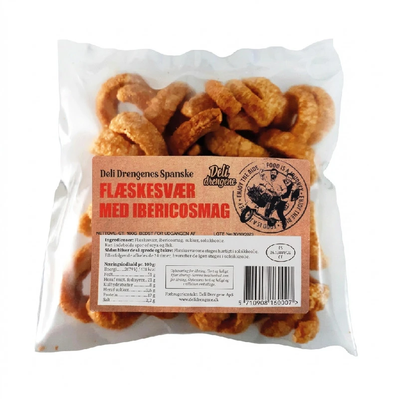 Flæskesvær med ibericosmag 100g 281 by Deli Drengene color Sort