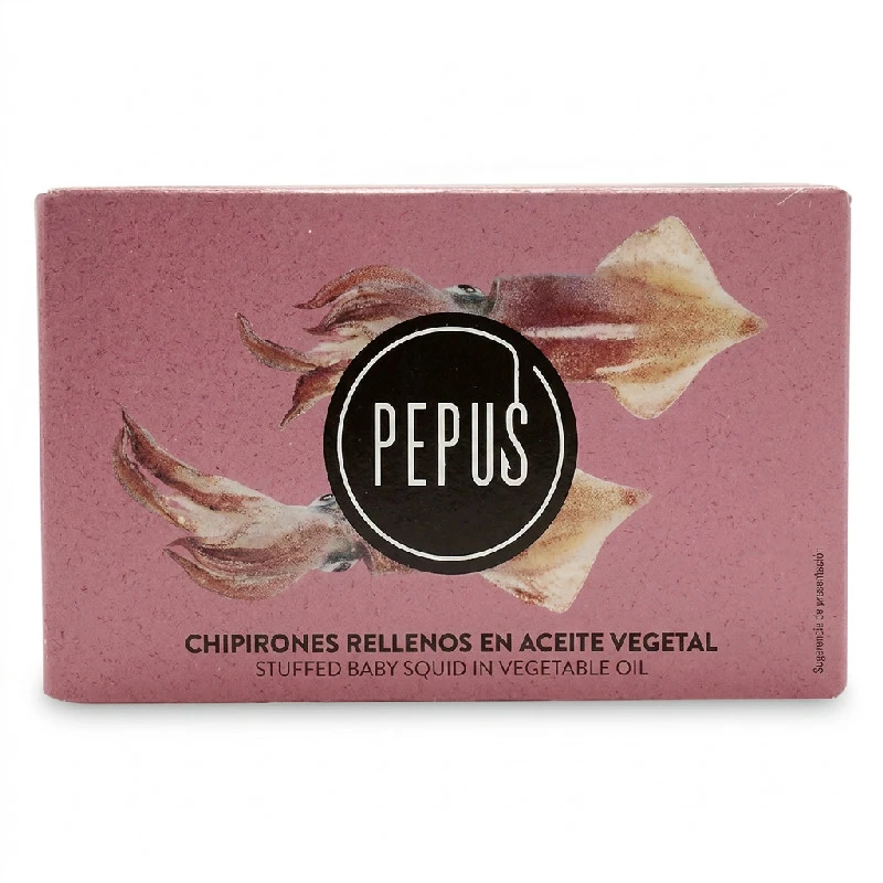 Pepus fyldte blæksprutter i solsikkeolie 120ml/72 59102 by Deli Drengene color Sort