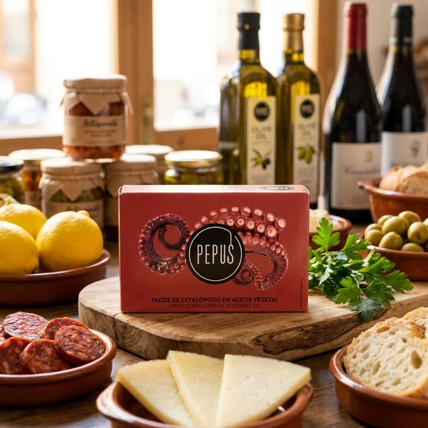 Pepus Pulpo/Blæksprutte i solsikkeolie 120/75g 59104 by Deli Drengene color Sort