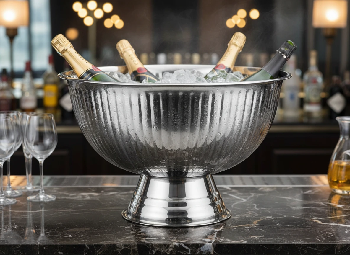 Champagnebowl 397xH241mm riflet A12441840 by Koop color Sølv