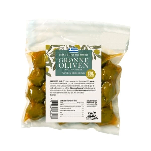 Grønne Oliven M. Mandler 180g 2106 by Deli Drengene color Sort
