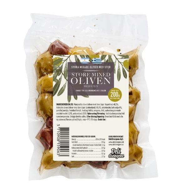 Store Mixed Oliven m/krydderier 200g 2108 by Deli Drengene color Sort