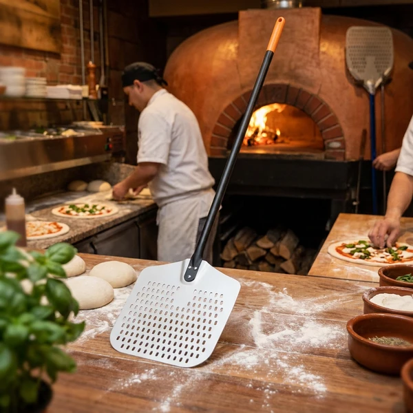 Pizzaspade firkantet perforeret aluminium 1320x405 mm 617144 by Hendi color Sort