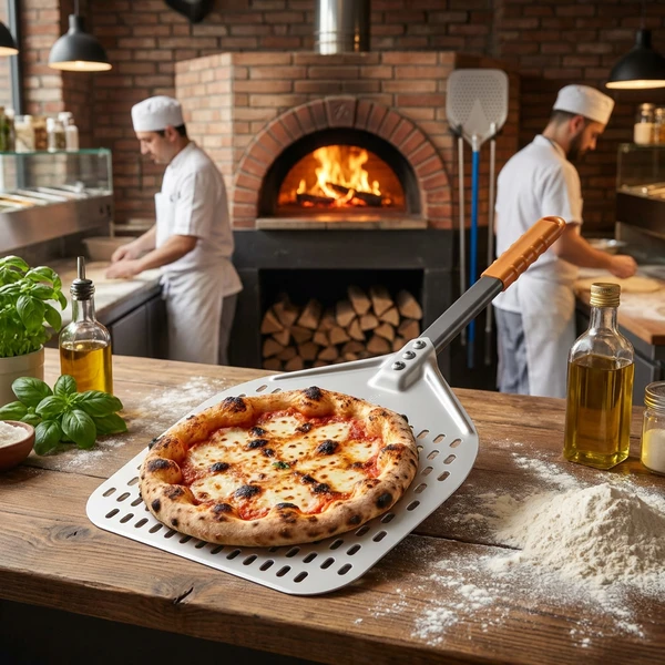 Pizzaspade firkantet perforeret aluminium hårdanodiseret 660x305 mm 618097 by Hendi color Sort