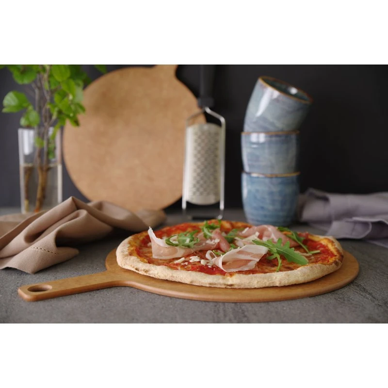 Pizzabræt med håndtag 254x340x6 mm træfiber 505526 by Hendi color Sort