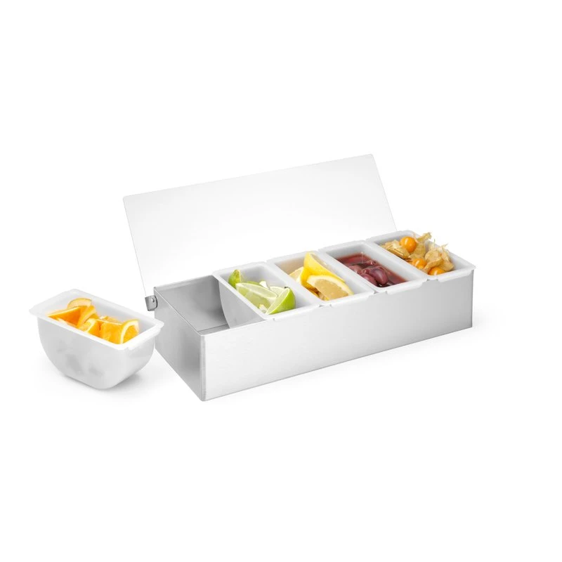 Garnitureholder med 5 beholdere rustfrit stål HDPE 552100 by Hendi color Sort