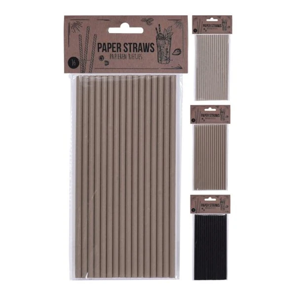 Sugerør papir 16 stk Assorteret RT13000301 by Koop color Sort