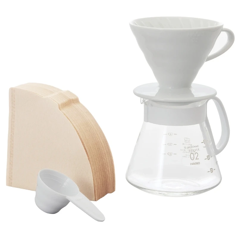 V60 Keramisk 02 Dripper Sæt - Hvid XVDD-3012W by Hario color Sort