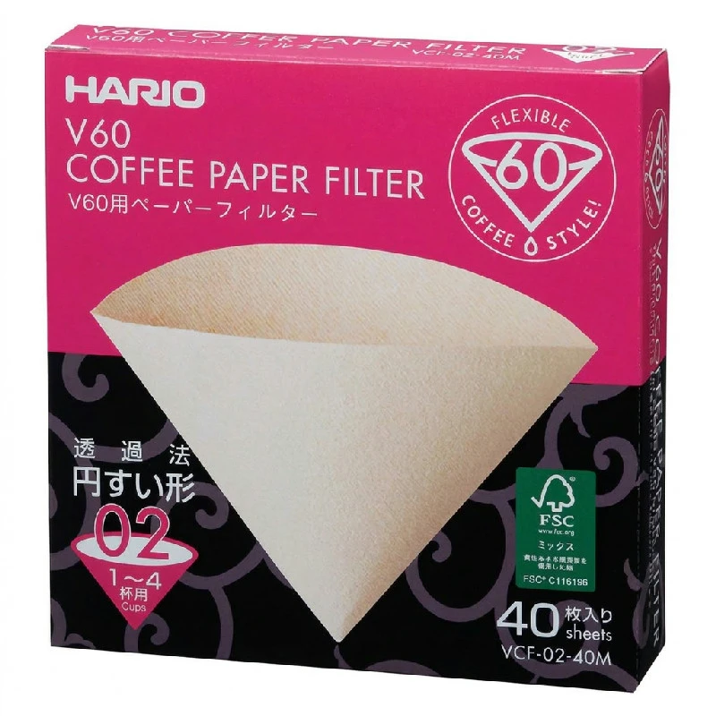 V60 Kaffefiltre - 02 - 40 stk - Ubleget VCF-02-40M by Hario color Sort