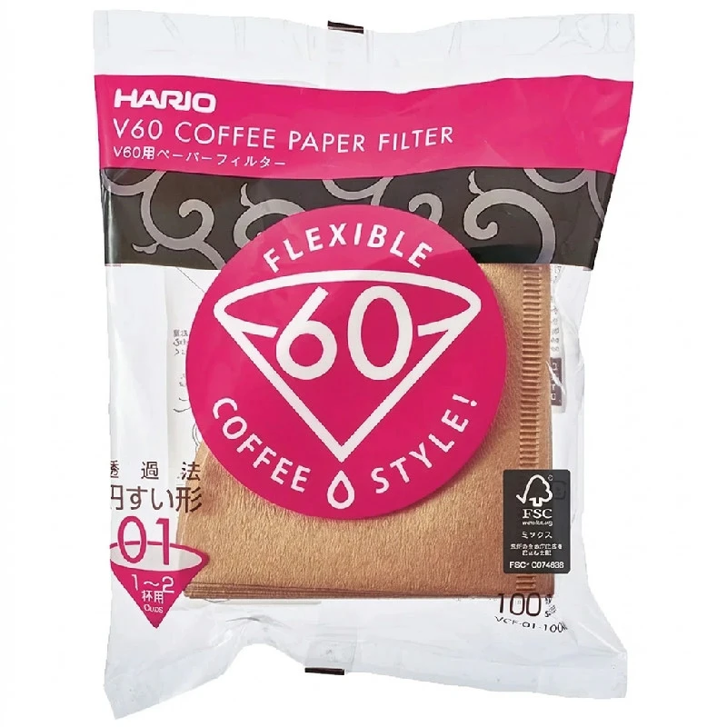 V60 Kaffefiltre 01 - 100 stk - Ubleget VCF-01-100M by Hario color Sort