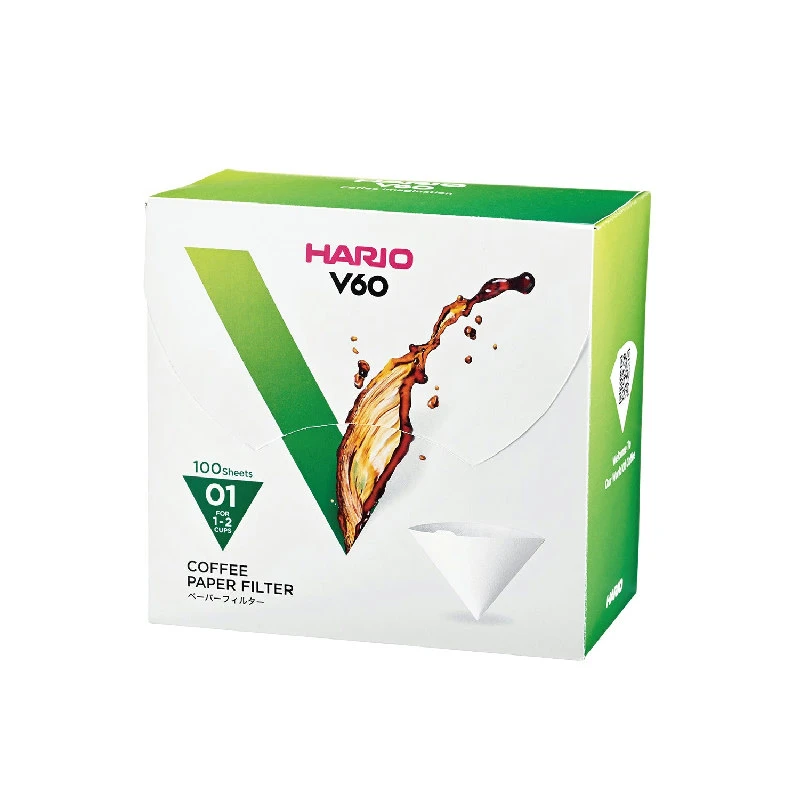 V60 Kaffefiltre - 01 - 100 stk i æske - Hvid VCF-01-100WK by Hario color Sort