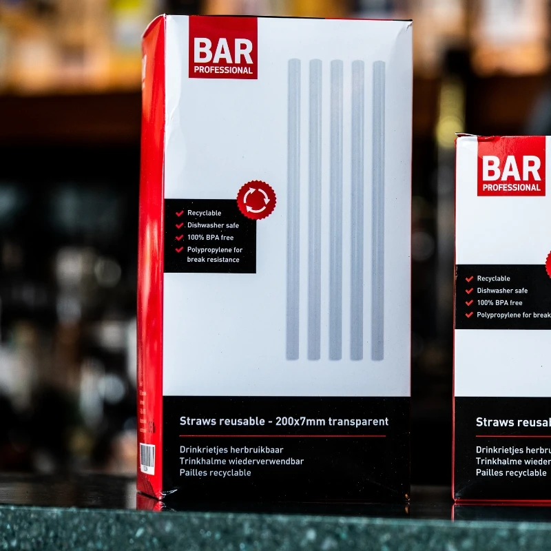 Plastik Sugerør Genanvendelige 20 cm - 200 stk Klar SRUT200 by Barprofessional color Sort