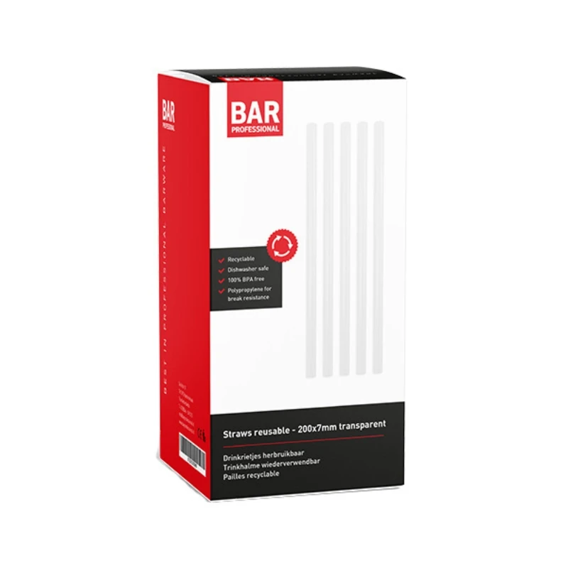 Plastik Sugerør Genanvendelige 20 cm - 200 stk Klar SRUT200 by Barprofessional color Sort