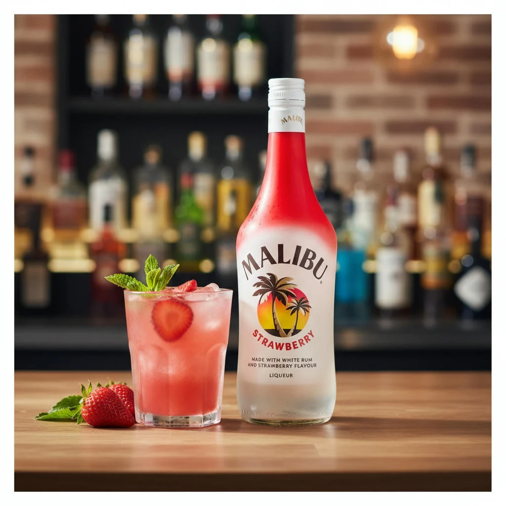 Malibu Strawberry Likør 70 cl L-62-850-00 by MALIBU color Sort