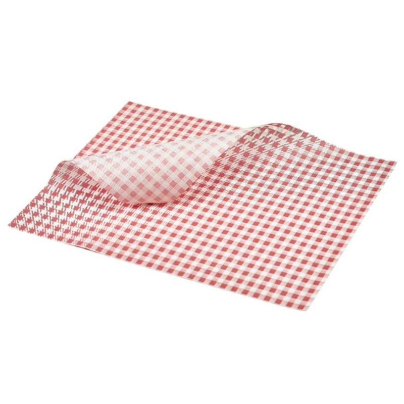 Fedttæt Papir Ternet Rød 35 x 25cm - 1000 stk. PN1487LGR by Genware color Sort