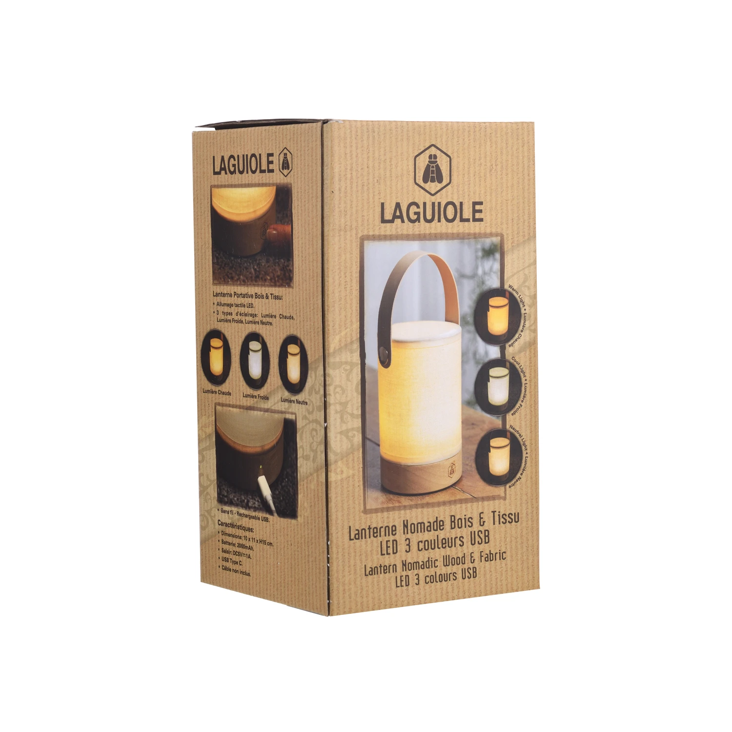 Laguiole bærbar LED lanterne 3 lysfarver 40269402 by Laguiole color Sort