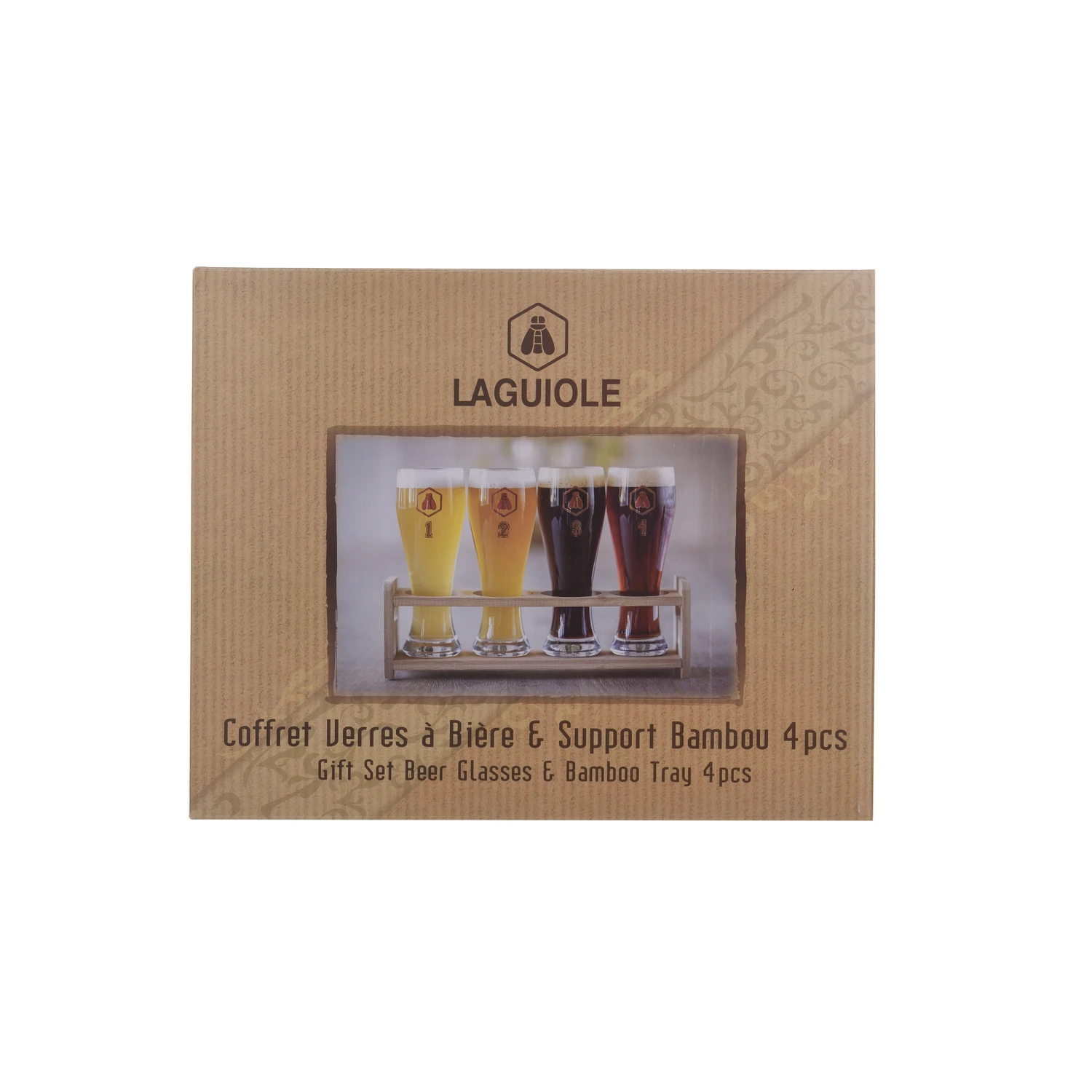 Laguiole 4 ølglas sæt 4026910240269102 by Laguiole color Sort