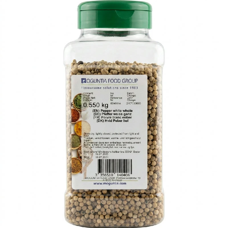 Hel hvid peber i strødåse 550 g 252213 by Moguntia color Sort