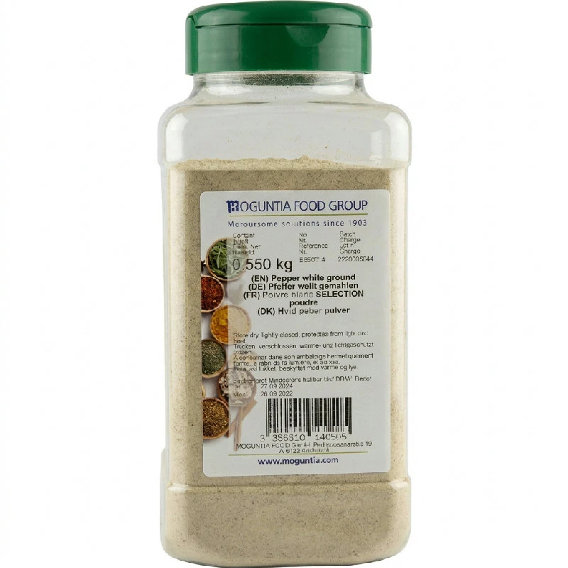 Stødt hvid peber 550 g 253172 by Moguntia color Sort