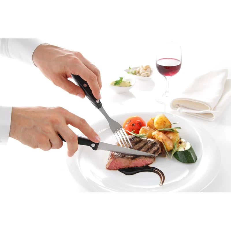 Steak knive 6 stk med bølgeskær 781449 by Hendi color Sort
