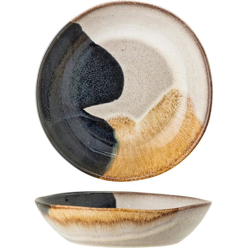 Jules Tallerken Dyb, Grå, Stentøj 82046908 by Bloomingville color Sort