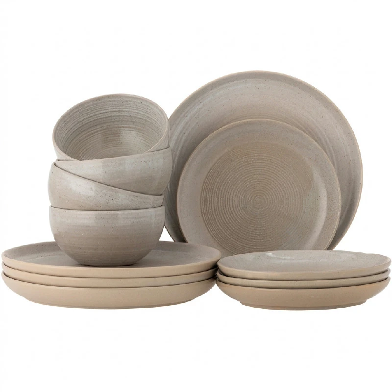 Taupe Bordservice Sæt, Grå, Stentøj 4 x 3 stk 82060575 by Bloomingville color Sort